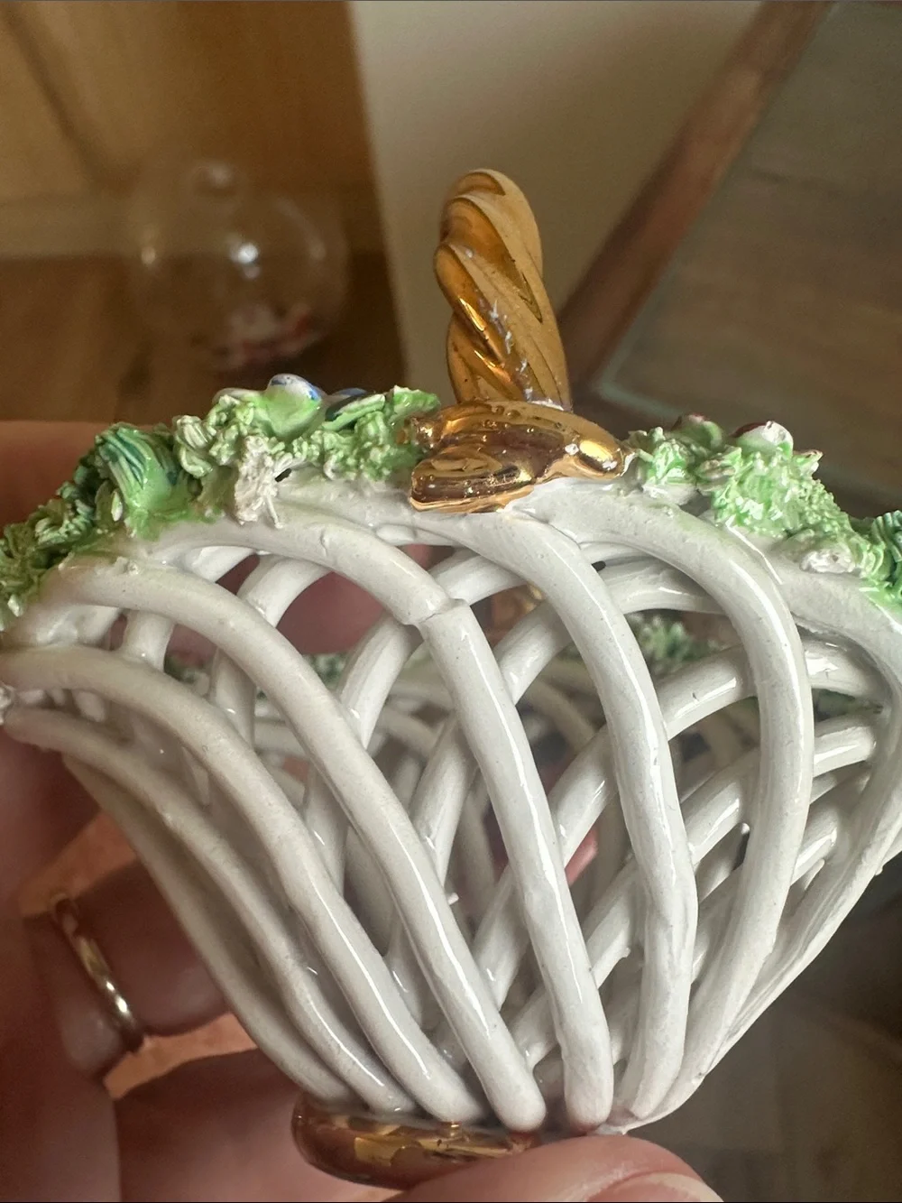 Vintage Italian Capodimonte Style Woven Porcelain Basket